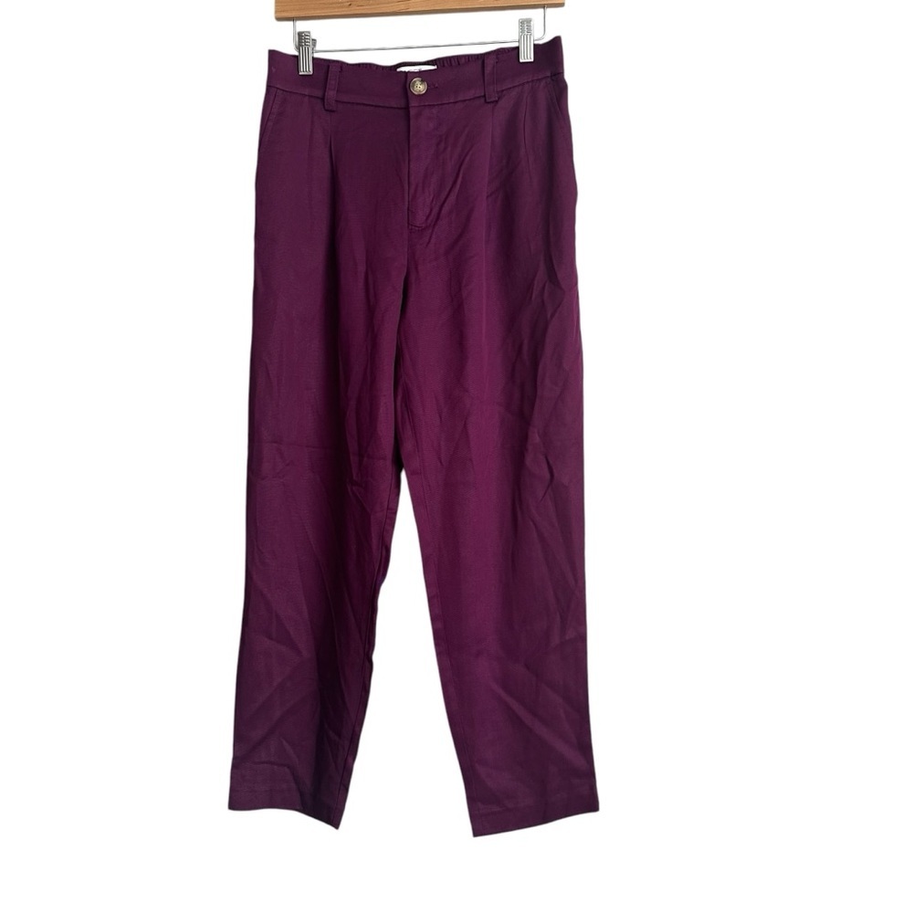 Loft Burgundy Straight Leg Trousers Size 2 Chic Workwear, Preppy Style NWT - Picture 2 of 8